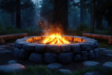 Where Wooden Seats Circle the Dancing Fire Flames