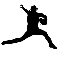 Baseball Pitcher Throwing a Fastball Silhouette
