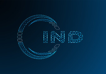 IND low poly letter logo vector design. IND lower poly logo design. Low poly logo.