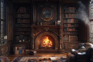 A Peaceful Retreat with a Crackling Fire and Comfortable Armchair