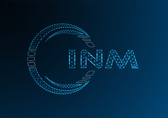 INM low poly letter logo vector design. INM lower poly logo design. Low poly logo.