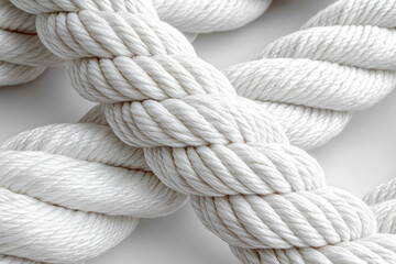 A Simple White Rope Coiled Elegantly Against a Clean Background..