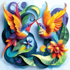 Naklejka premium Color Shock Kingfisher Birds Decorative Art