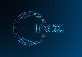 INZ low poly letter logo vector design. INZ lower poly logo design. Low poly logo.