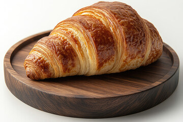 Flaky Layers of Croissant Perfectly Displayed on Rustic Plate