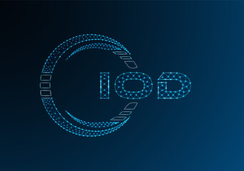 IOD low poly letter logo vector design. IOD lower poly logo design. Low poly logo.