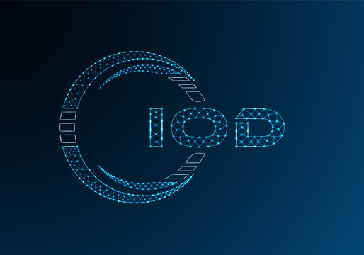 IOD low poly letter logo vector design. IOD lower poly logo design. Low poly logo.