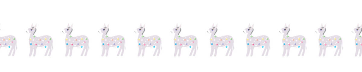 Christmas decorative border with donkeys