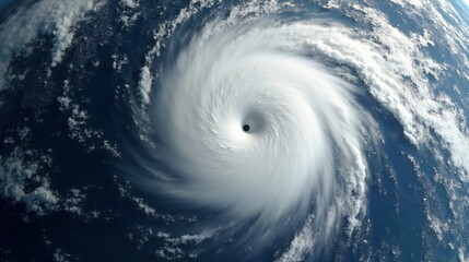Aerial View of a Hurricane Eye of the Storm from the Space