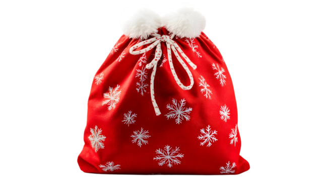 Santa claus sack red bag with white snowflakes for christmas presents