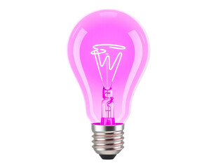 Fototapeta premium Pink Light Bulb Glowing on Transparent Background