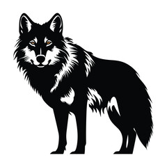 Fototapeta premium Wolf black color on isolated white background