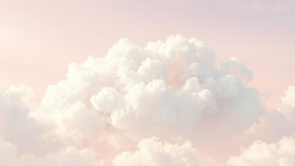 Soft fluffy clouds fill the frame with a pastel colored sky evoking feelings of peace, serenity, and a sense of wonder