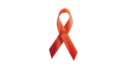 Orange ribbon isolated on black background for awareness campaign symbol