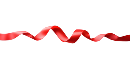 Elegant red ribbon curving gracefully across a sleek black background studio shot