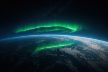 Obraz premium A mesmerizing display of vibrant aurora borealis lights dancing across the night sky.