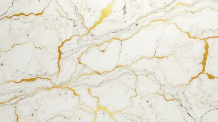 Fototapeta premium Elegant white stone surface with intricate golden veins weaving through the material creating a luxurious abstract design