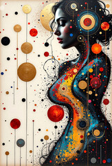Abstract Expressionist Encaustic Painting of a Woman’s Side Profile - Generative AI