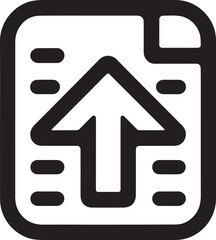 File icon with an upward arrow symbolizing upload transfer data or document submission for apps websites and digital interfaces