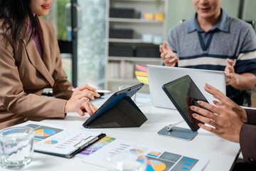 Business team present. professional investor working new start up project. Finance managers...