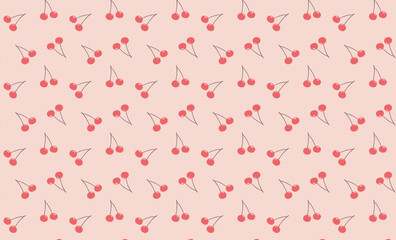 summer sweet cherry vector pattern. cute cartoon hand drawn seamless pattern with cherries. garden berry pattern