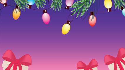 Christmas tree background with garland lights