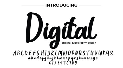 Digital Font Stylish brush painted an uppercase vector letters, alphabet, typeface