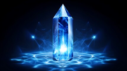 A Glowing Blue Crystalline Structure With Abstract Energy Effects