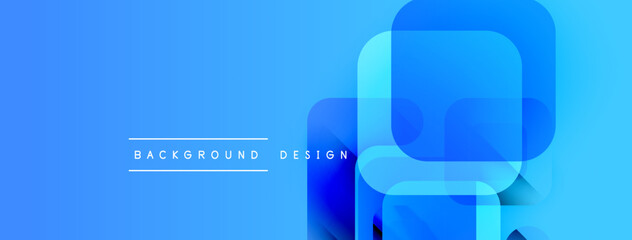 Naklejka premium Abstract blue background. Overlapping squares create dynamic gradient effect. Modern design elements suggest technology, innovation.