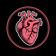 Human heart emblem design illustration
