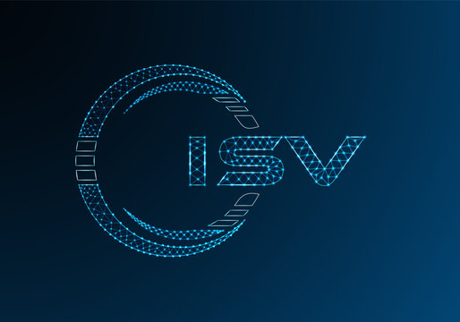 ISV low poly letter logo vector design. ISV lower poly logo design. Low poly logo.