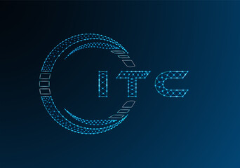 ITC low poly letter logo vector design. ITC lower poly logo design. Low poly logo.