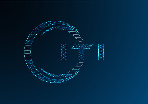 ITI low poly letter logo vector design. ITI lower poly logo design. Low poly logo.