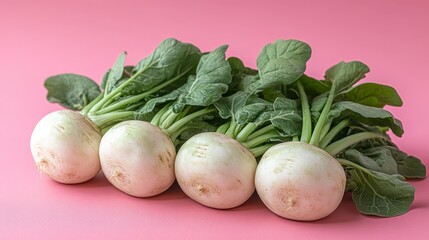 Fresh turnips with vibrant green leaves