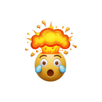Shocked emoji face with exploding head and wide eyes