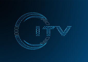 ITV low poly letter logo vector design. ITV lower poly logo design. Low poly logo.