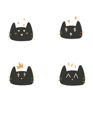 set of funny cartoon cats