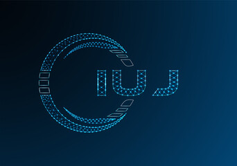 IUJ low poly letter logo vector design. IUJ lower poly logo design. Low poly logo.