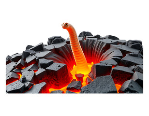 Giant Worm Emerging from a Fiery Hole in the Earth