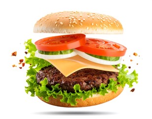 Delicious burger in mid-air (3)