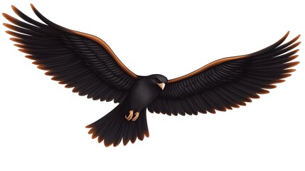 Obraz premium Majestic Black Hawk in Flight, Powerful Wings, Bird of Prey Illustration