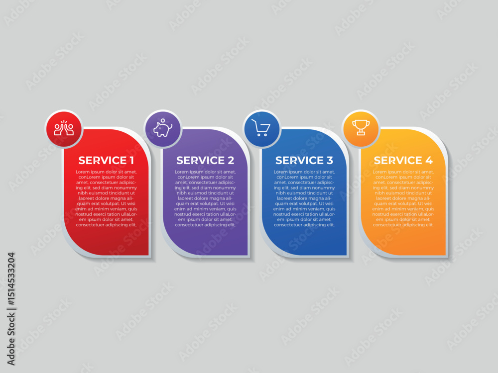 Poster visual data presentation. cycle diagram with 4 options. pie chart circle infographic template with 4