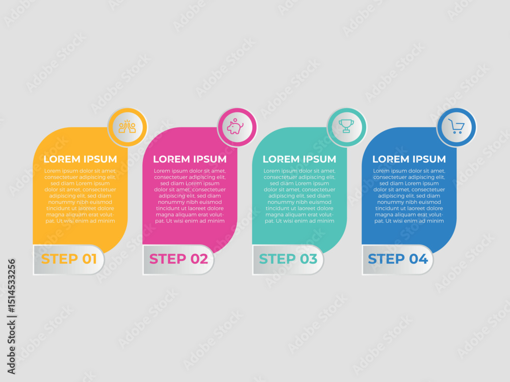 Poster visual data presentation. cycle diagram with 4 options. pie chart circle infographic template with 4