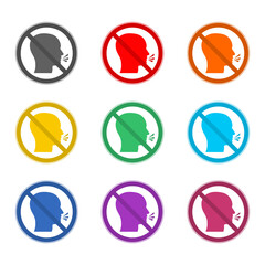 Stop talking sign icon isolated on white background. Set icons colorful