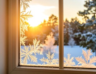 Winter window frost patterns