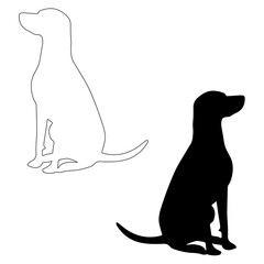 Dogs silhouette, Double Dogs set box icon, Dogs illustration, silhouette, set icon, silhouette, Dogs icon
