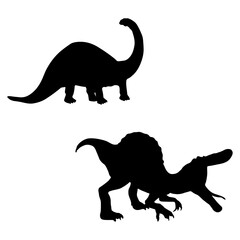 Dinosaur silhouette, Double Dinosaur set box icon, Dinosaur illustration, silhouette, set icon, silhouette, Dinosaur icon