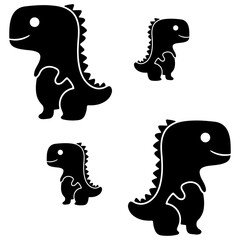 Dinosaur silhouette, Double Dinosaur set box icon, Dinosaur illustration, silhouette, set icon, silhouette, Dinosaur icon