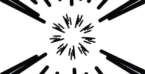 Abstract black and white radial burst design with thick lines creating a dynamic visual effect