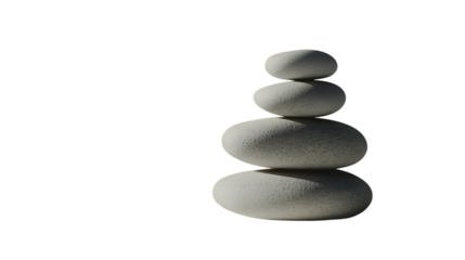 Stacked zen stones representing balance and harmony on a black background